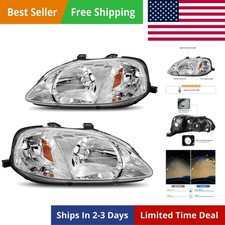 Headlight Assembly Compatible With 99 00 1999 2000 Civic Headlamps Chrome Hou... Headlight Assembly Compatible With 99 00 1999 2000 Civic Headlamps Chrome Hou...