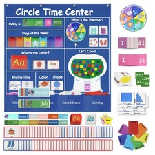 Circle Time Learning Center-Montessori Toy for 3 4 5 Year Old Pocket Chart Ca...
