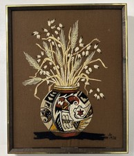Pot de fleurs Crewel broderie décor amérindienne 21 x 17 x 1,5 