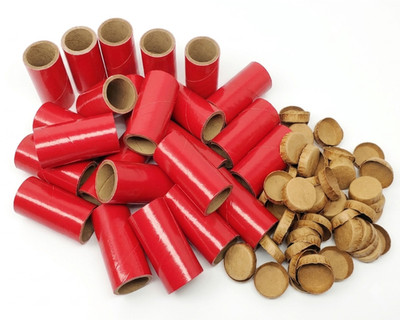 25pc Red Fireworks Tubes & Caps Heavy Wall 1'' x 2-1/2'' x 1/8'' 37mm