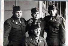 WW2 Photo of Four Young American Soldiers Posing Indoors