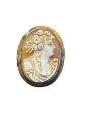 Vintage Cameo Jewelry Lot – 10K Gold Cameo Brooch, Shell Cameo & Jewelry Box