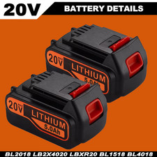 2Pack 20V Lithium-ion Battery for BLACK+DECKER 20Volt LBXR20 LBX20 LB20 LB2X4020