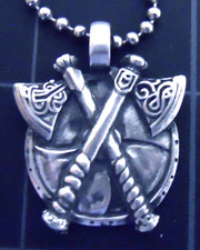 Viking Shield Necklace Axe Pendant Stainless Chain New Celtic Warrior Medieval