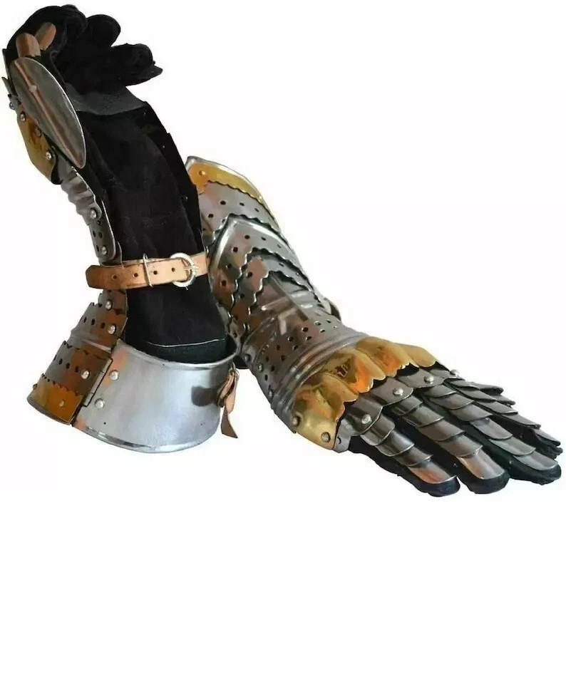 Средневековые латунные перчатки перчатки перчатки доспехи стальной рыцарь функциональный рождественский подарок - Изображение 4 из 4