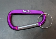 FedEx Large Purple Aluminum Clip Advertising Key Chain 3 Inch