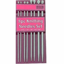 2Pk 16pcs Quality Plastic Knitting Needles Craft Set 25cm x 4mm 5mm-6mm -8mm NEW