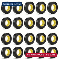 20-Pack Black Electrical Tape Waterproof, 3/4 in x 60ft, Industrial Grade High T