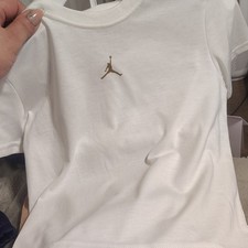 Jordan Boys 2-Piece Outfit Set Size 4 White Tee  Tan Shorts Jumpman