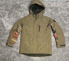Burton Kids Snowboard Jacket Medium 10/12 Green Brown Tan Olive Mountain