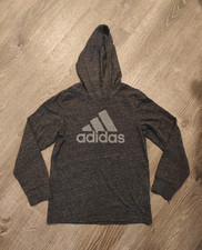 adidas Boys Pullover Hoodie Gray Size S Long Sleeve Regular Fit Logo