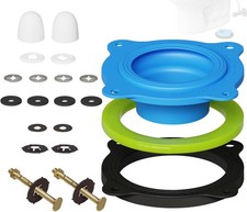 Wax-Free Toilet Seal Ring Kit Reusable Gasket Fits 3" 4" Drain No Mess