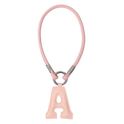 Cute Leather Initial Letter Keychain for Pink Bag - Letter A
