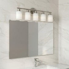 Vanity Light 32 inch Nickel Glass Shade 5-Lights Wall Fixture Bathroom Mirror