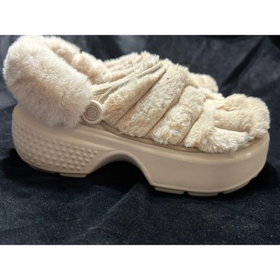 Crocs Stomp Quilted Clogs Faux Fur Stucco NEW without box