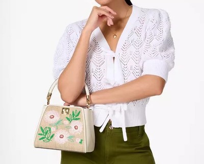 Kate Spade Phoebe Festival Floral Straw Small Top Handle Satchel
