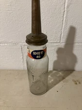 Antique Standard Oil Company Indiana Glass Oil Bottle Metal Spout Paper Label