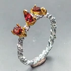 Handmade Natural Garnet Ring 925 Sterling Silver Size 6 /R452866