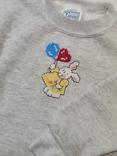 Vtg Discus Athletic Embroidered USA Made Crewneck Sweatshirt Kids Small (8) Gray