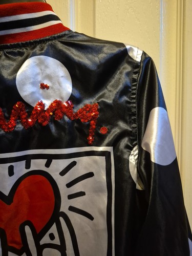 Keith Haring Members Only Jacket Mesh Lined Sequin Full Zip Size L - Picture 12 of 12