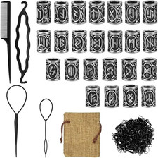 Beard Beads For Men24 Piece Vikings Runes Beads Norse Dreadlock Beads Hair Tube