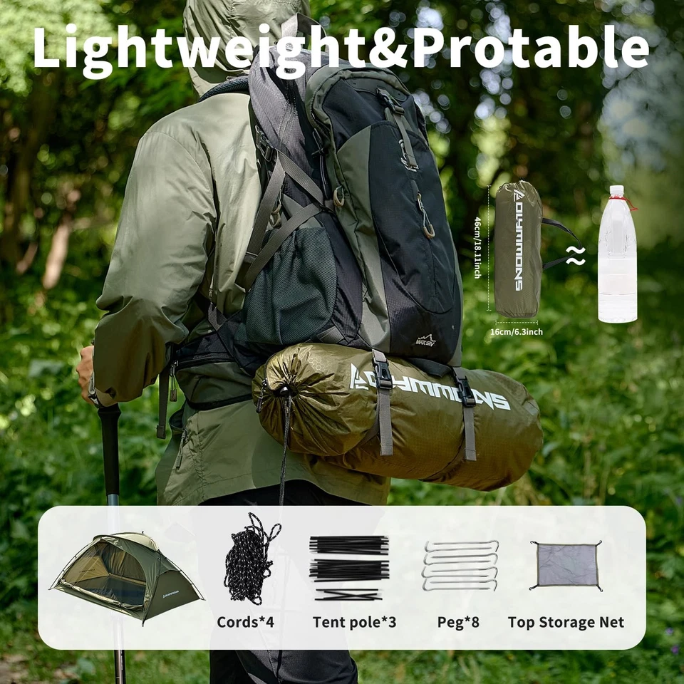 Tienda de campaña para mochileros 1-2 personas impermeable, ultraligera portátil Hiki... Foto 2 de 4