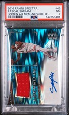 2016 Panini Spectra Locked In Auto Mem #45 Pascal Siakam Neon Blue PSA 7
