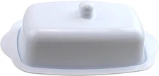 White Plastic Butter Dish with Lid Fits All Stick Sizes BPA-Free Dishwasher Safe