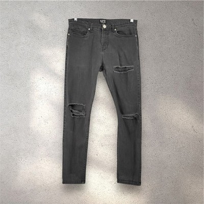 BoohooMAN Distressed Skinny Jeans Men s 34R Black Stretch Grunge Fit Y2k Denim