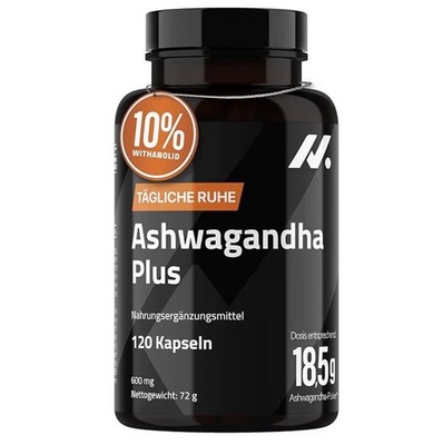 Ashwagandha Daily Calm Plus - 120 Kapseln - 600mg - Hochdosiert - Vegan