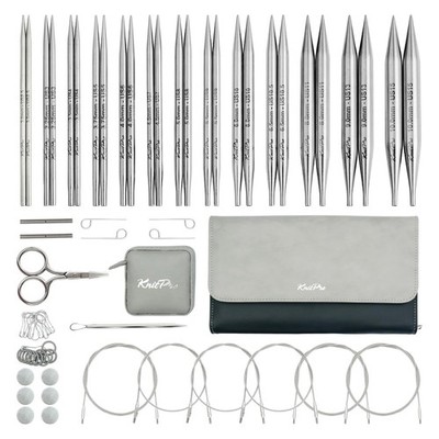 KnitPro Stelo Grande Normal Interchangeable Needle Set 5'' Grande, Silver