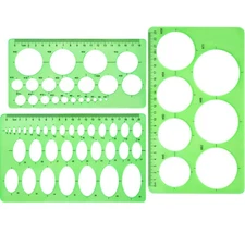 Circle Template Set - 3 Pieces Plastic Rulers for Digital Drawing | Clear G