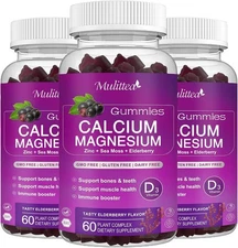 Calcium Magnesium Zinc Gummies w/ D3 Sea Moss Potassium Glycinate 3 Pack