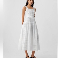 Gap × DÔEN Eyelet Midi Dress White 100% Cotton Size Large