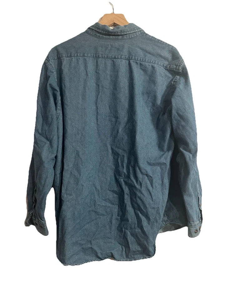 Vintage DG Denim Button-Down Shirt Men’s Medium Long Sleeve Blue Jean Casual 90s - Image 2 of 4