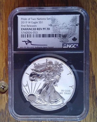 2019-W Pride of Two Nations Enhanced Proof American Silver Eagle NGC PF70 (053)