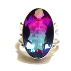 925 sterling silver Bi color pink blue tourmaline gemstone Lab Grown ring 11.1g — photo 1