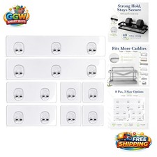 Transparent 8-Pcs Adhesive Shower Caddy Strips: Holds 40lbs, for Smooth Surfaces