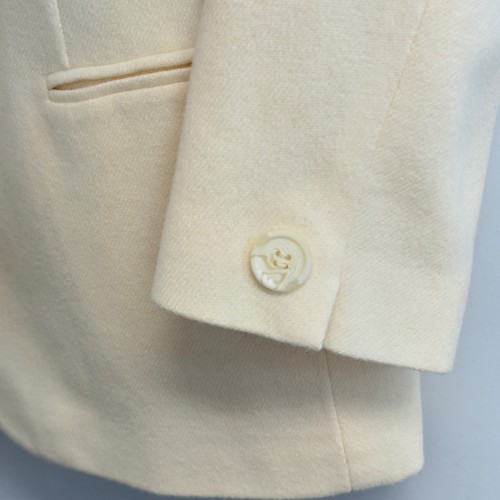 Petite Sophisticate Cream 100% Pure Wool Collarless Blazer Jacket Ivory Size 12P - Afbeelding 6 van 10