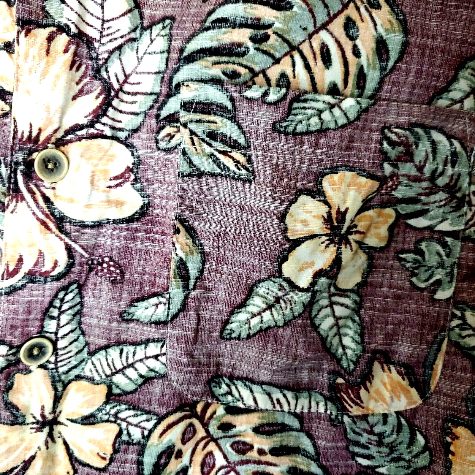 Maui and Sons Mens Hawaiian Button Down Short Sleeve Shirt Medium Reverse Print image 7