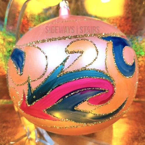 VINTAGE JUMBO KUGEL WEIHNACHTSORNAMENT Stats geblasenes Glas rosa handgefertigt 6" SELTEN - Bild 6 von 14