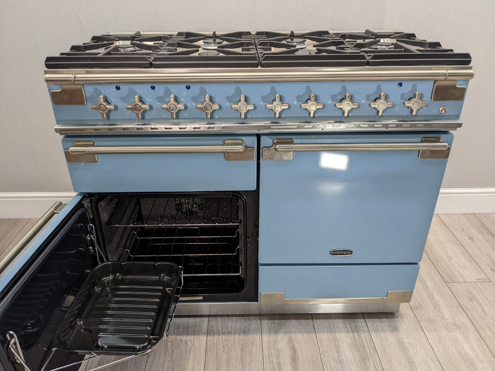 RANGEMASTER ELISE 110 DUAL FUEL RANGE COOKER WITH DOUBLE OVEN BLUE eBay