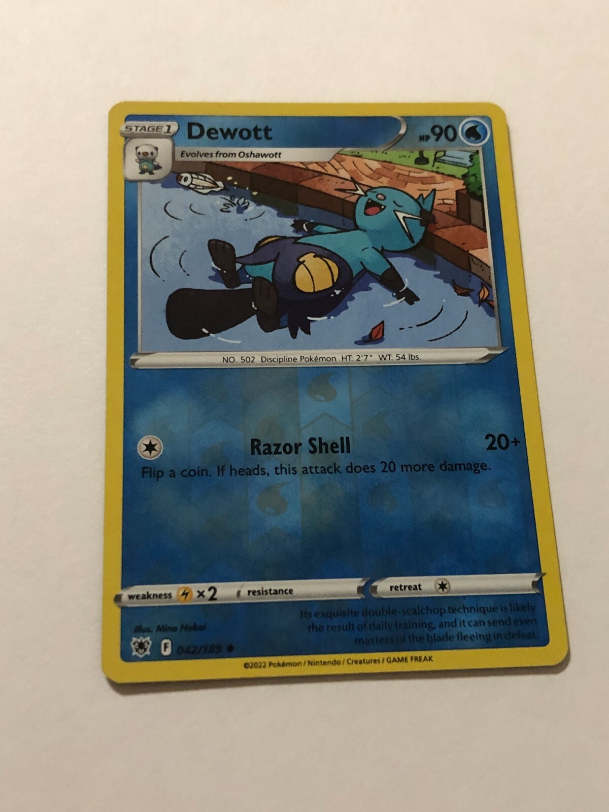 Pokemon Card Astral Radiance Reverse Holographic Dewott 042/189 Near Mint