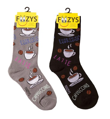 Hot Coffee Expresso Latte Cappuccino Drink Morning Women's Foozys Socks 9-11