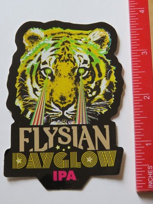 Beer Sticker ELYSIAN Brewing Co Dayglow IPA Seattle WASHINGTON Tiger Eyes