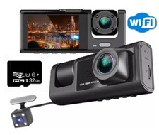 3-Channel Wi-Fi Dash-Cam 1080P HD , Driving Recorder Parking Monitoring, 32 GB