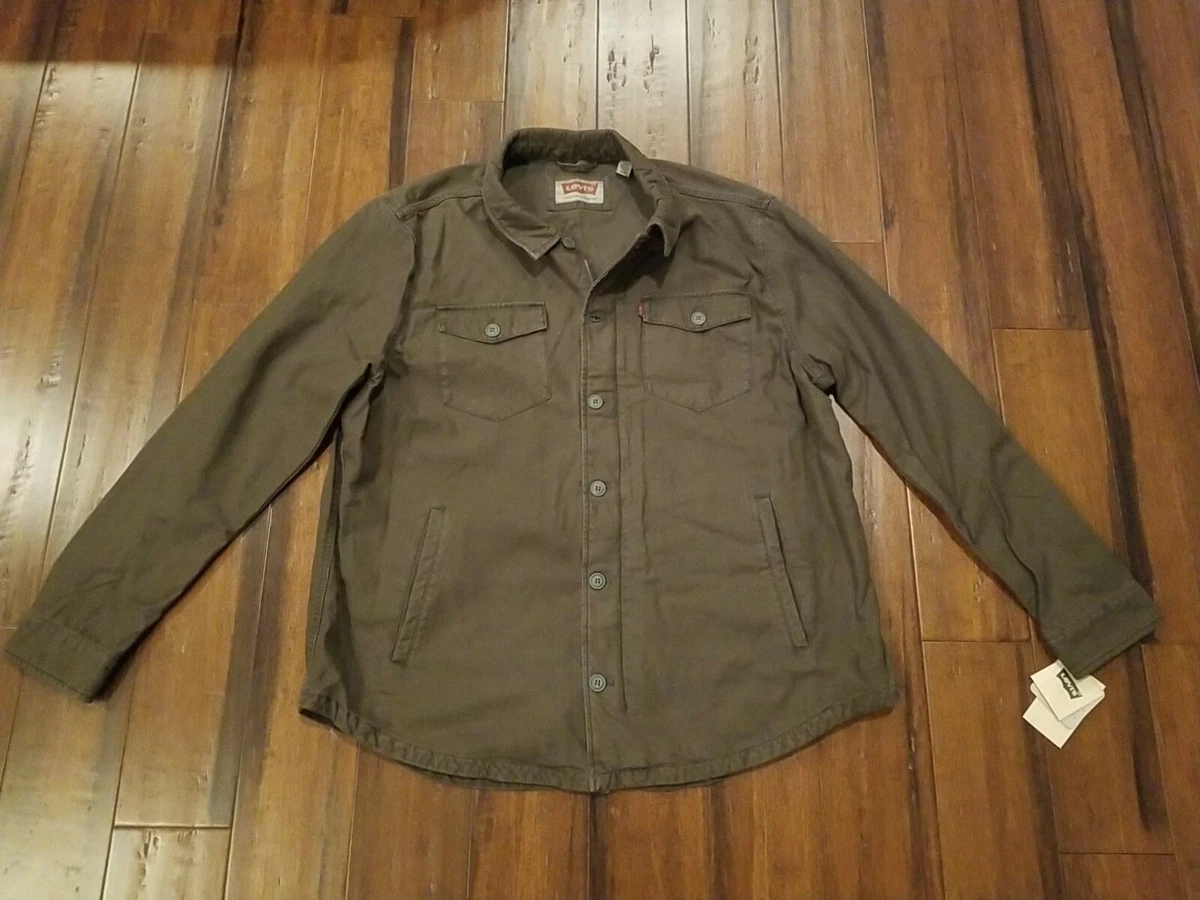 Levi s Washed Cotton Shirt Jacket Zip Button Up Men s Sz XXL 2XL