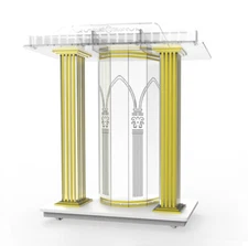 Luxury Acrylic Podium Plaxiglass Pulpit Wheel Rolling Lectern Church Pulpit