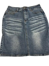 Vintage Y2K Retro 90  s Route 66 Stretch Denim Mini Skirt Sz 10 100 Cotton Jeans