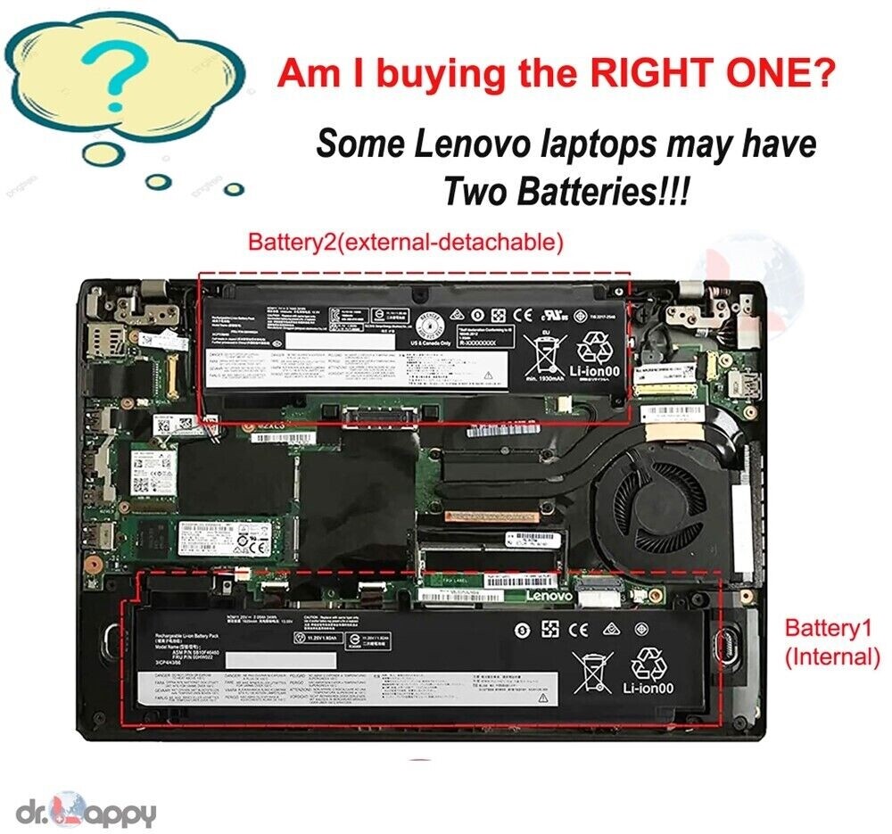 Batteria Laptop Lenovo ThinkPad 11.25V 72Wh - Ricambio T470 T480 P51S P52S